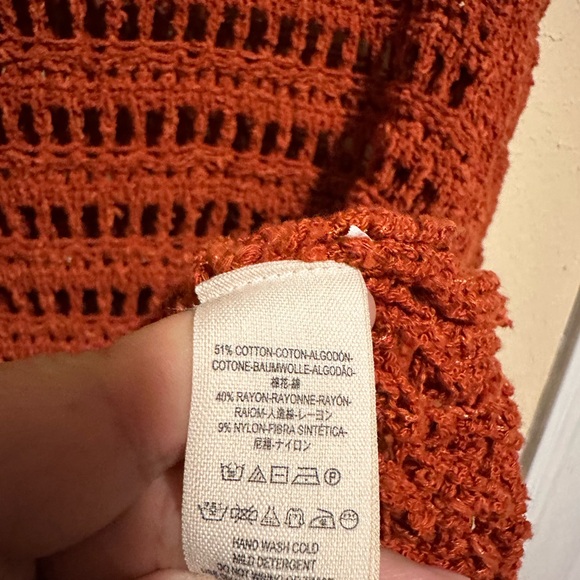 Free People Caught Up Bell Sleeve Crochet Sweater Medium Super Oversized - Picture 6 of 7